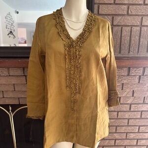 MaxMara Mustard Yellow Ruffled Blouse